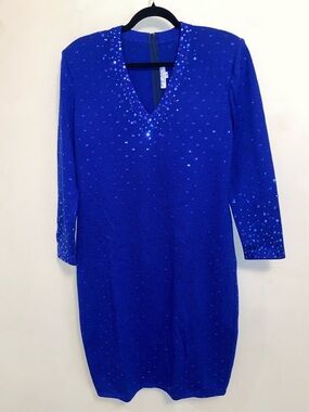 St. John Blue Dress Crystals and Pailletes 12